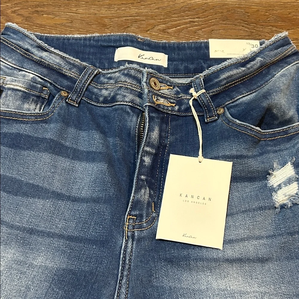KanCan Blue Distressed High Rise Ankle Skinny Jeans •NWT• - Picture 5 of 11